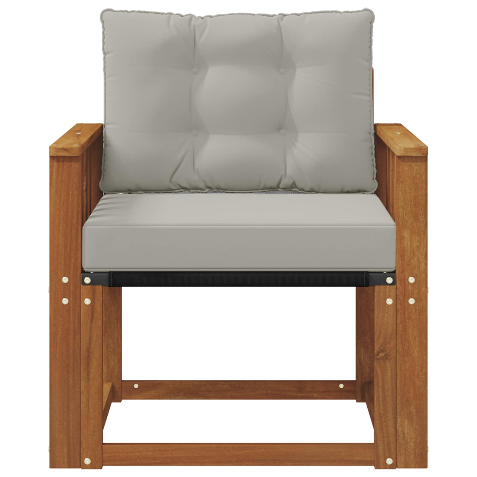 Outdoor-Sofa Massivholz Akazie Natürlich und Hellgrau