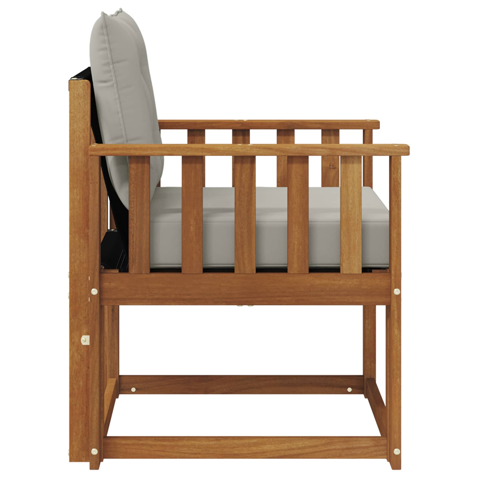 Outdoor-Sofa Massivholz Akazie Natürlich und Hellgrau