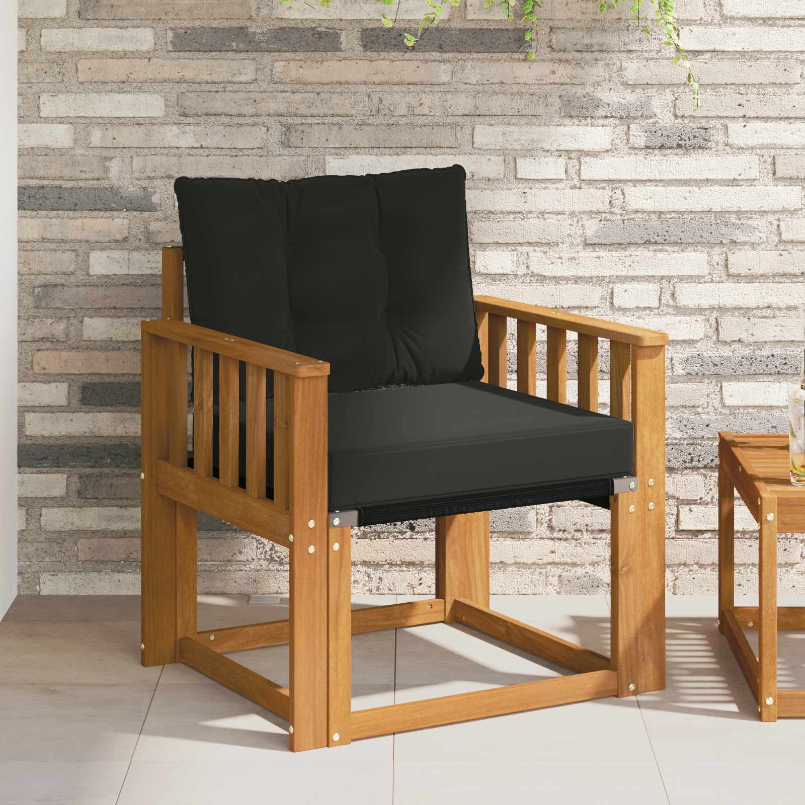 Outdoor-Sofa Massives Akazienholz und Textilene Natur