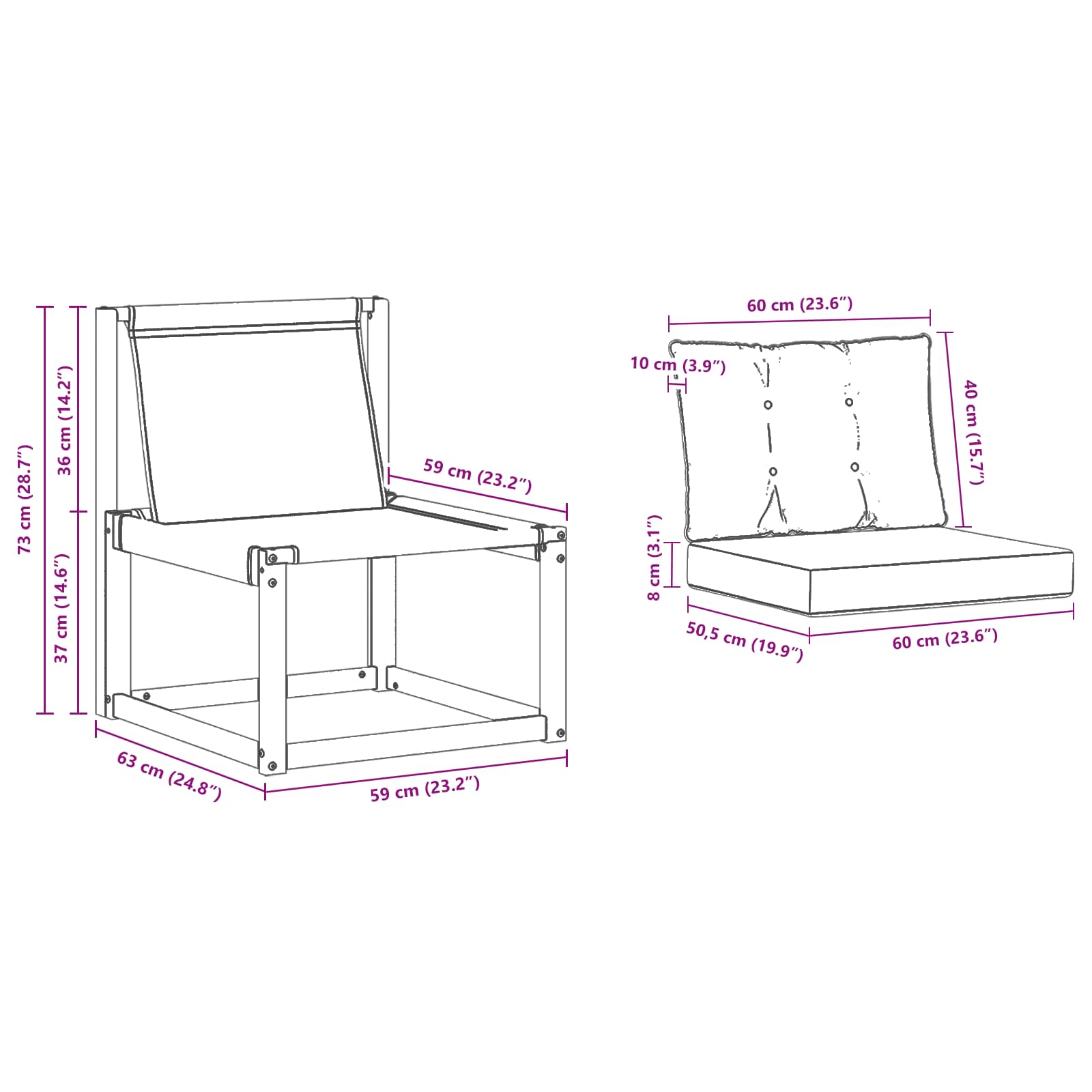 Outdoor-Sofa Massivholz Akazie Natur
