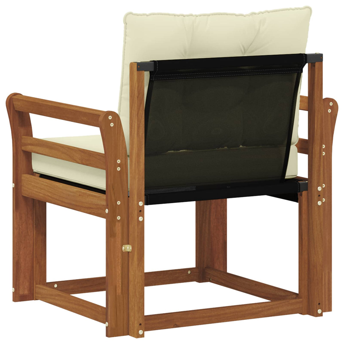 Outdoor-Sofa Massives Akazienholz und Textilene Natur und Creme