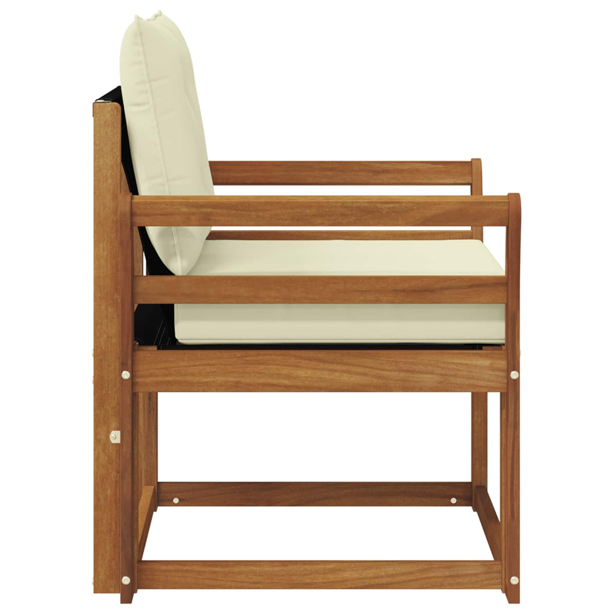 Outdoor-Sofa Massives Akazienholz und Textilene Natur und Creme