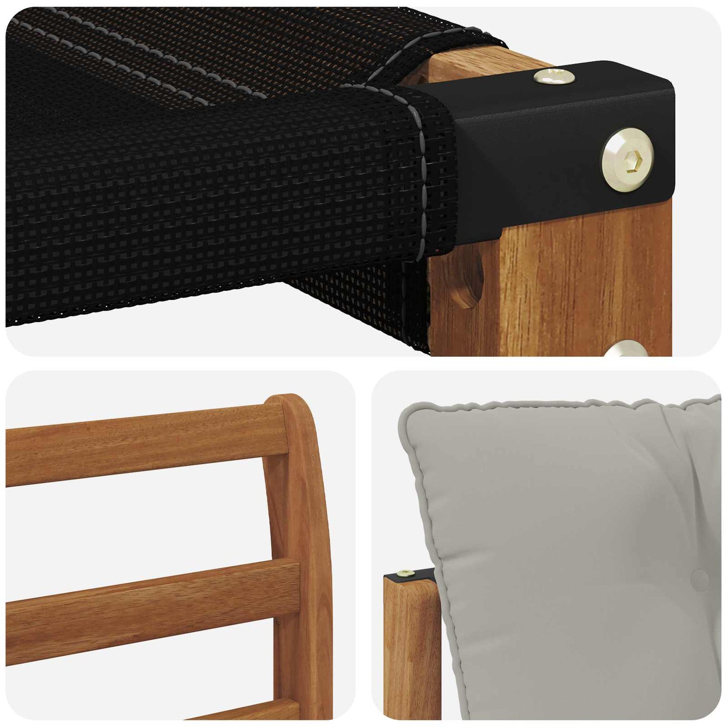 Outdoor-Sofa Massivholz Akazie Natürlich und Hellgrau