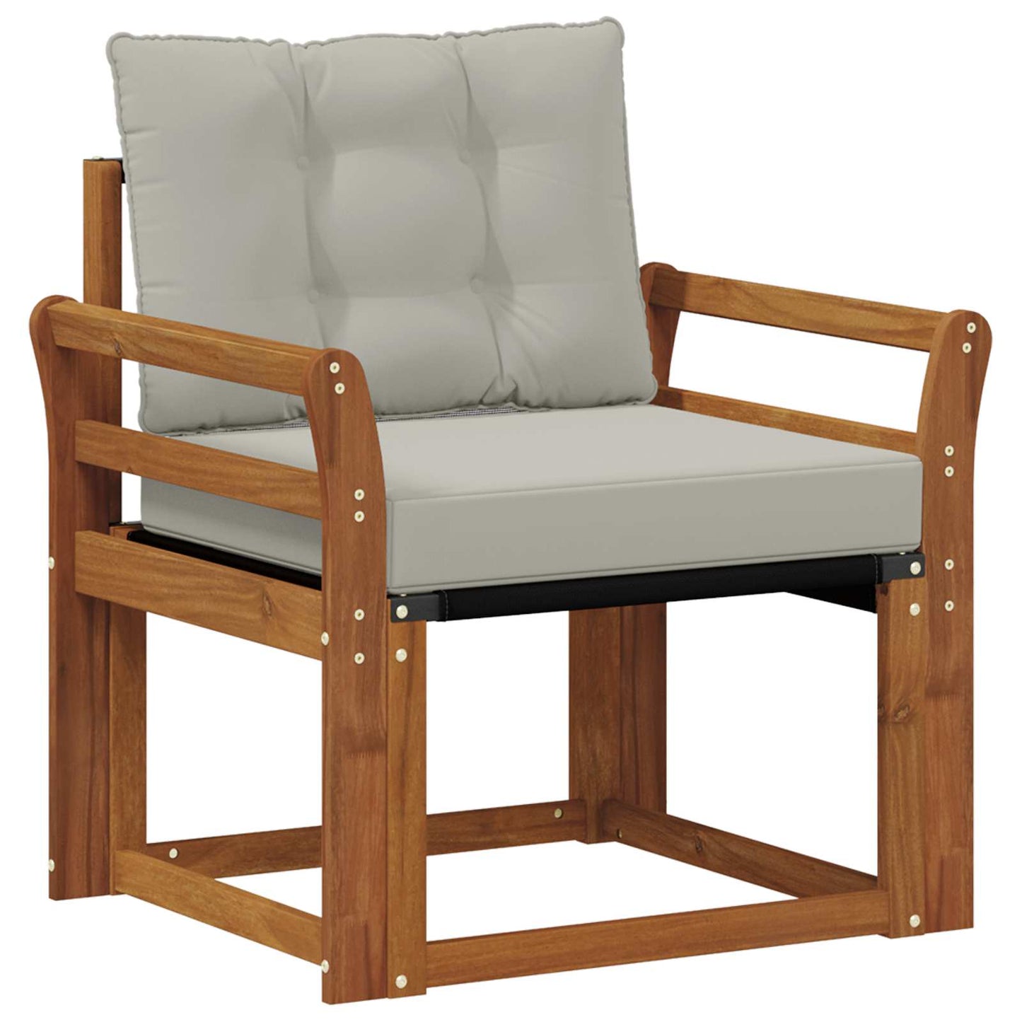 Outdoor-Sofa Massivholz Akazie Natürlich und Hellgrau