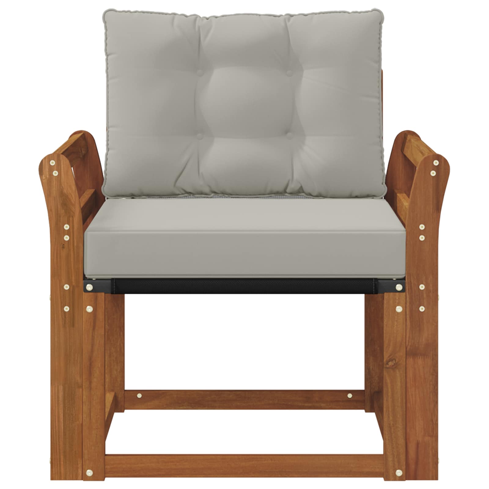 Outdoor-Sofa Massivholz Akazie Natürlich und Hellgrau