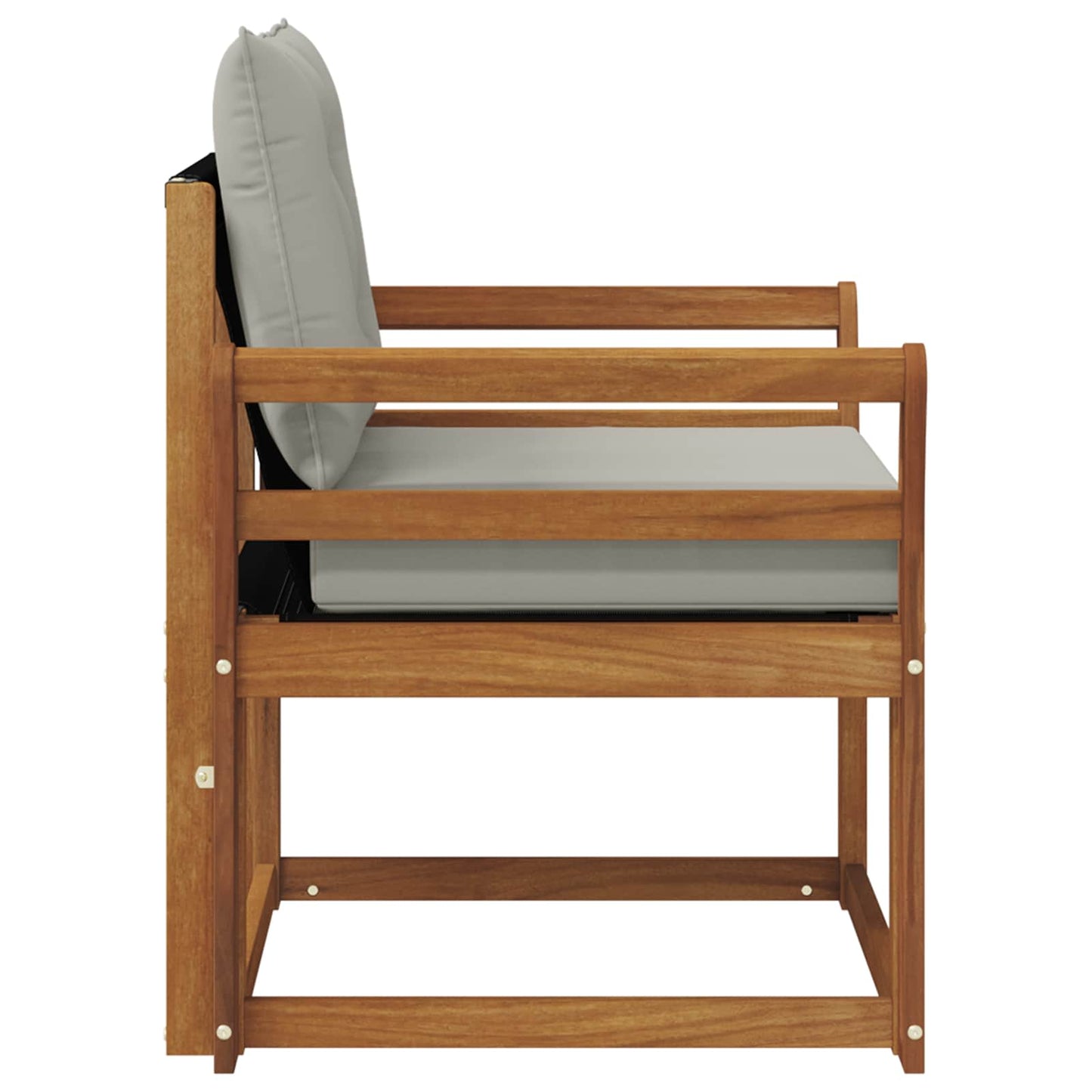 Outdoor-Sofa Massivholz Akazie Natürlich und Hellgrau