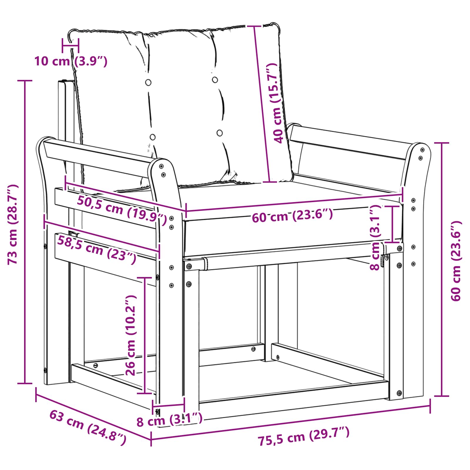 Outdoor-Sofa Massivholz Akazie Natürlich und Hellgrau