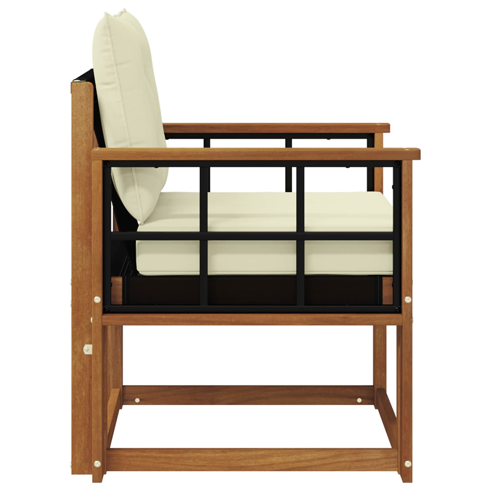 Outdoor-Sofa Massivholz Akazie Natur und Creme