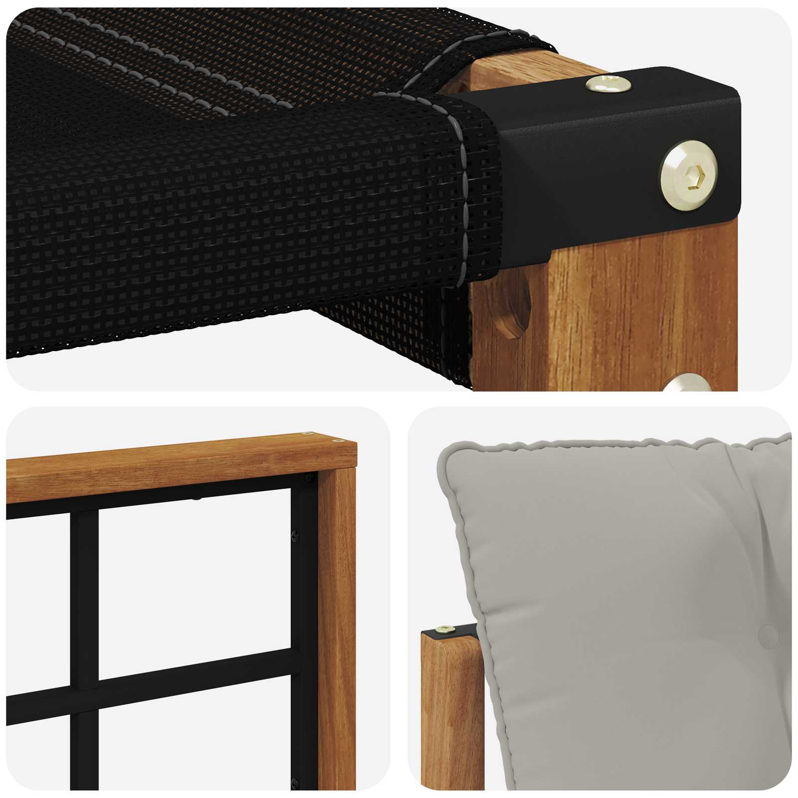 Outdoor-Sofa Massivholz Akazie Natürlich und Hellgrau