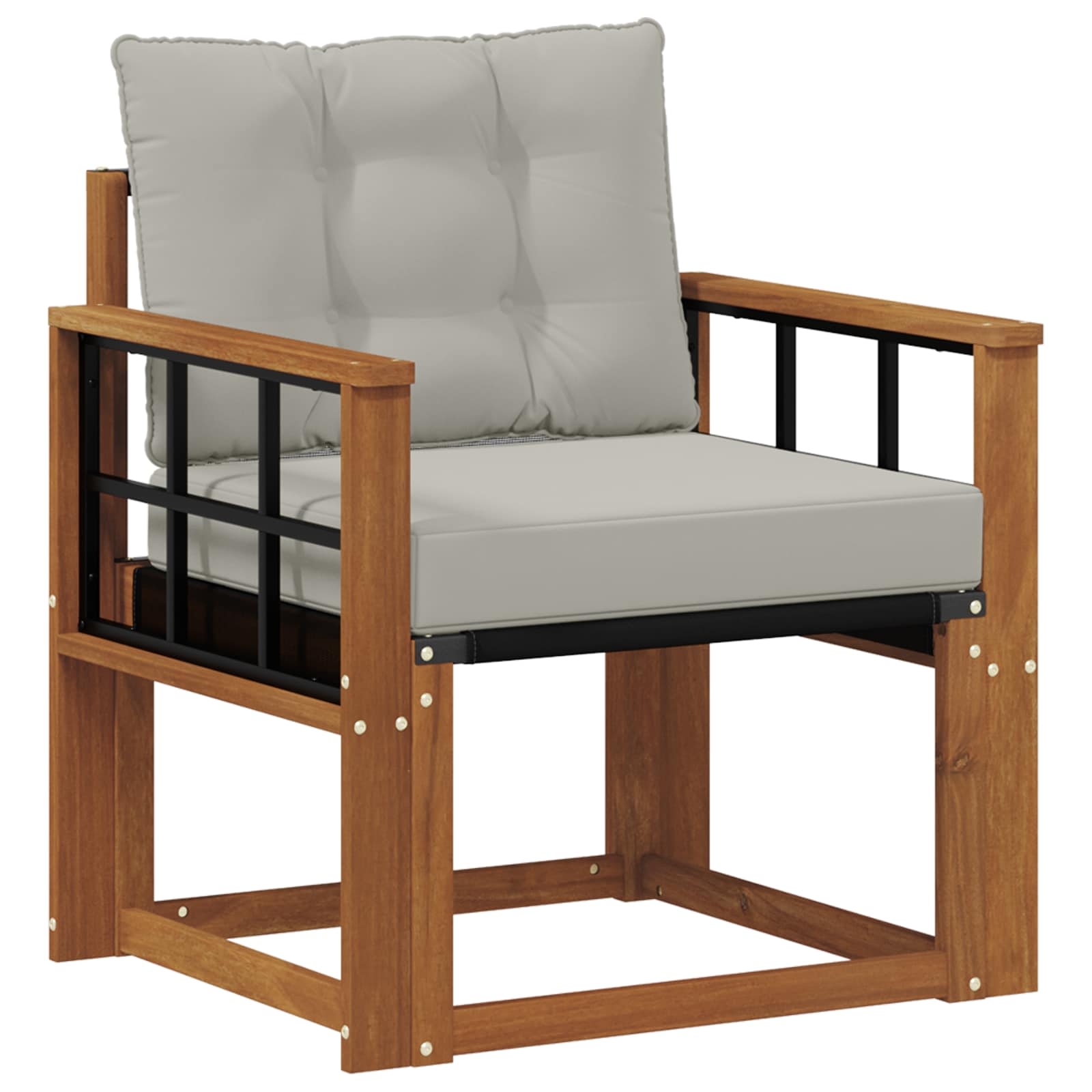 Outdoor-Sofa Massivholz Akazie Natürlich und Hellgrau