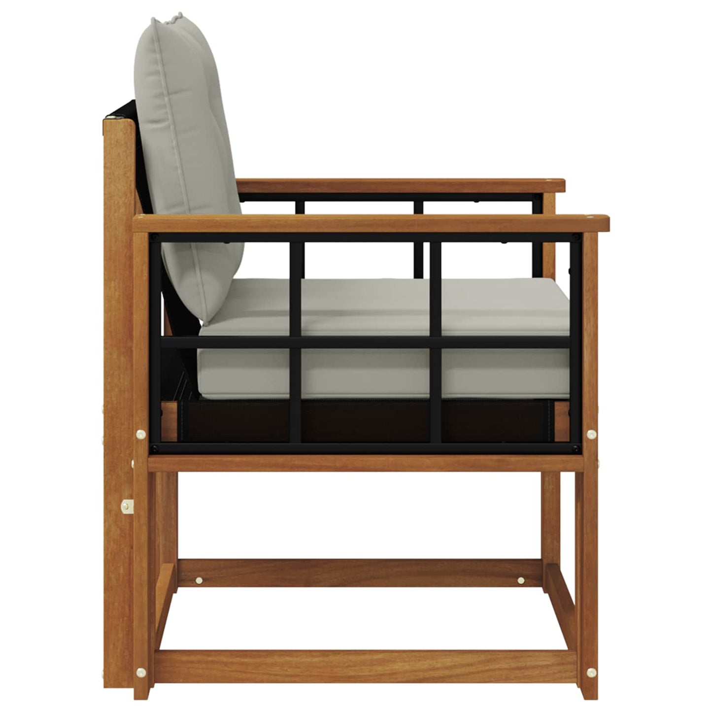 Outdoor-Sofa Massivholz Akazie Natürlich und Hellgrau