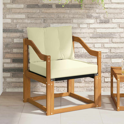 Outdoor-Sofa Massives Akazienholz und Textilene Natur und Creme