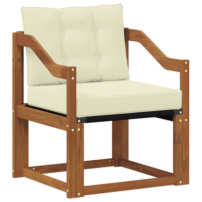 Outdoor-Sofa Massives Akazienholz und Textilene Natur und Creme