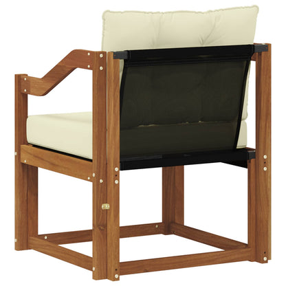 Outdoor-Sofa Massives Akazienholz und Textilene Natur und Creme