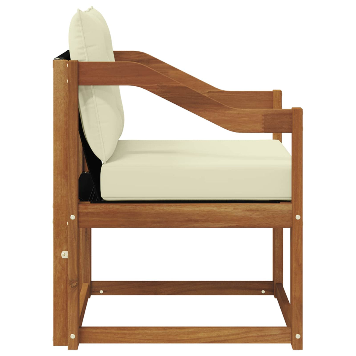 Outdoor-Sofa Massivholz Akazie Natur und Creme