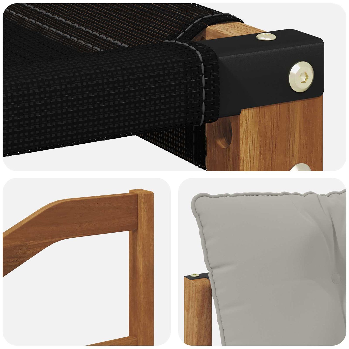 Outdoor-Sofa Massivholz Akazie Natürlich und Hellgrau