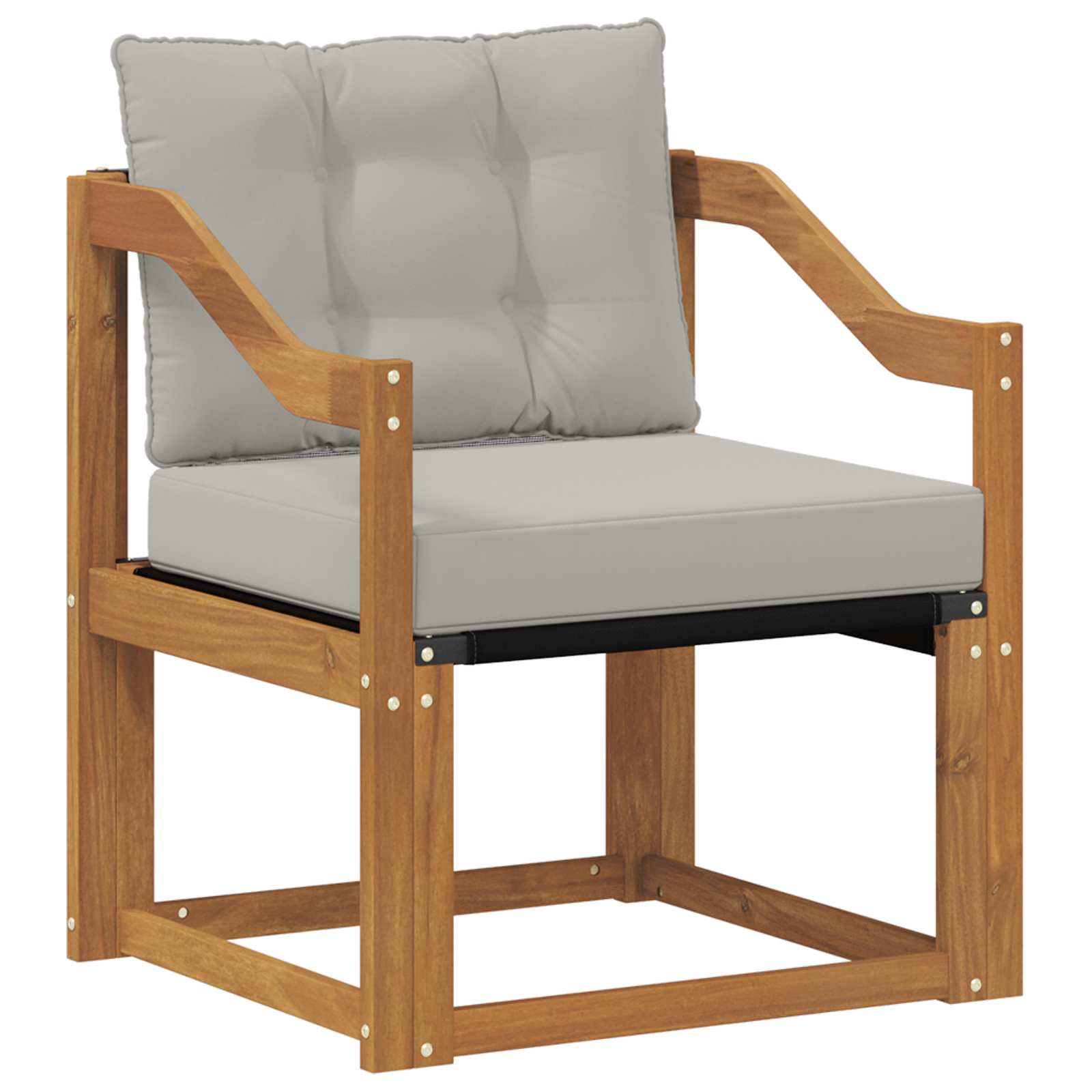 Outdoor-Sofa Massivholz Akazie Natürlich und Hellgrau