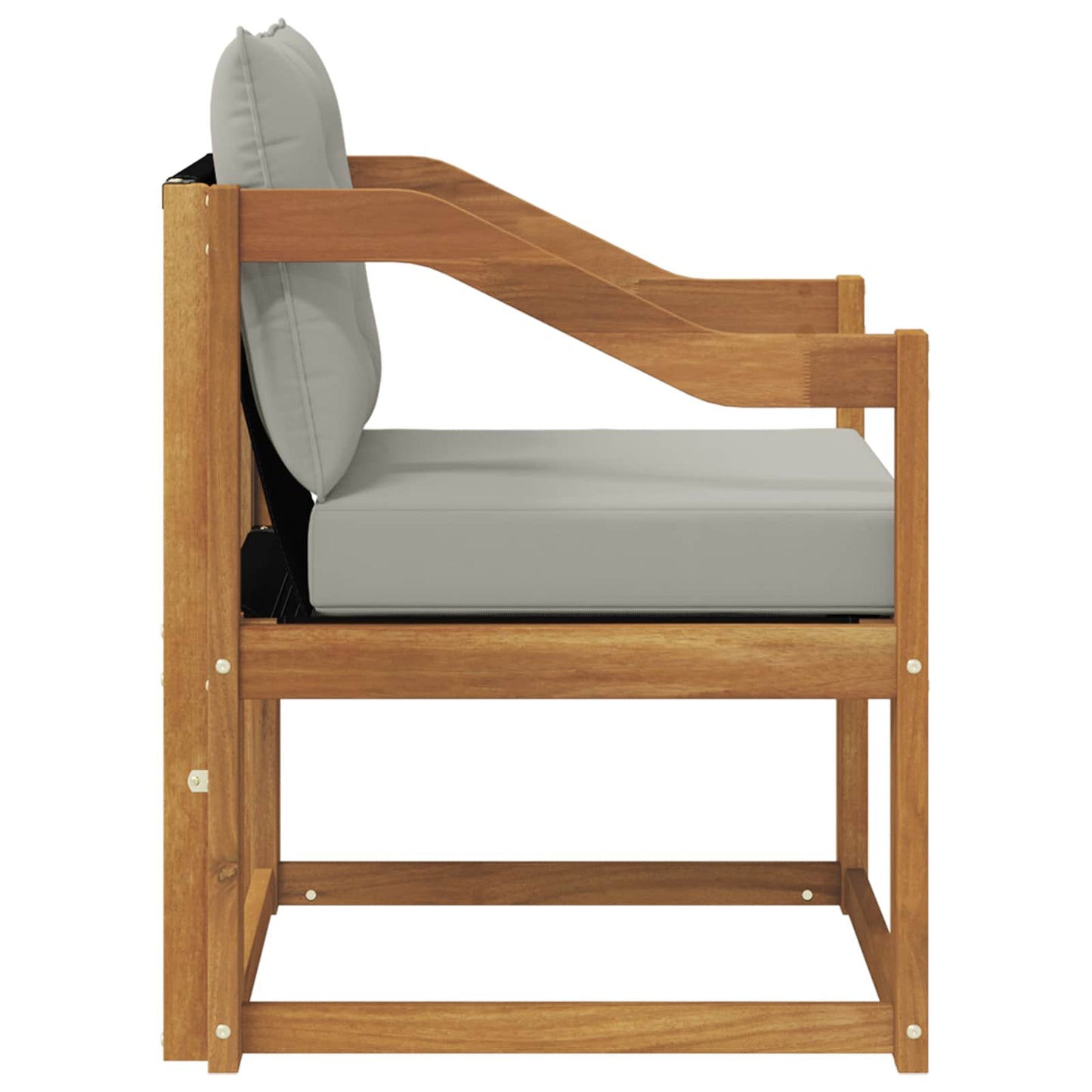 Outdoor-Sofa Massivholz Akazie Natürlich und Hellgrau