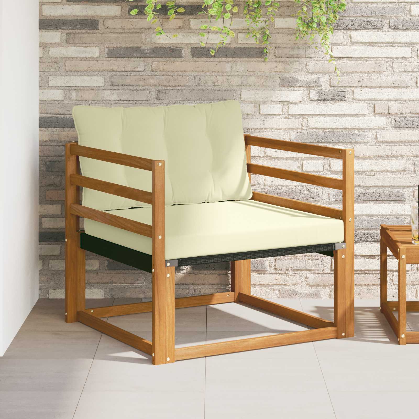 Outdoor-Sofagarnitur Massives Akazienholz und Textilene Natur