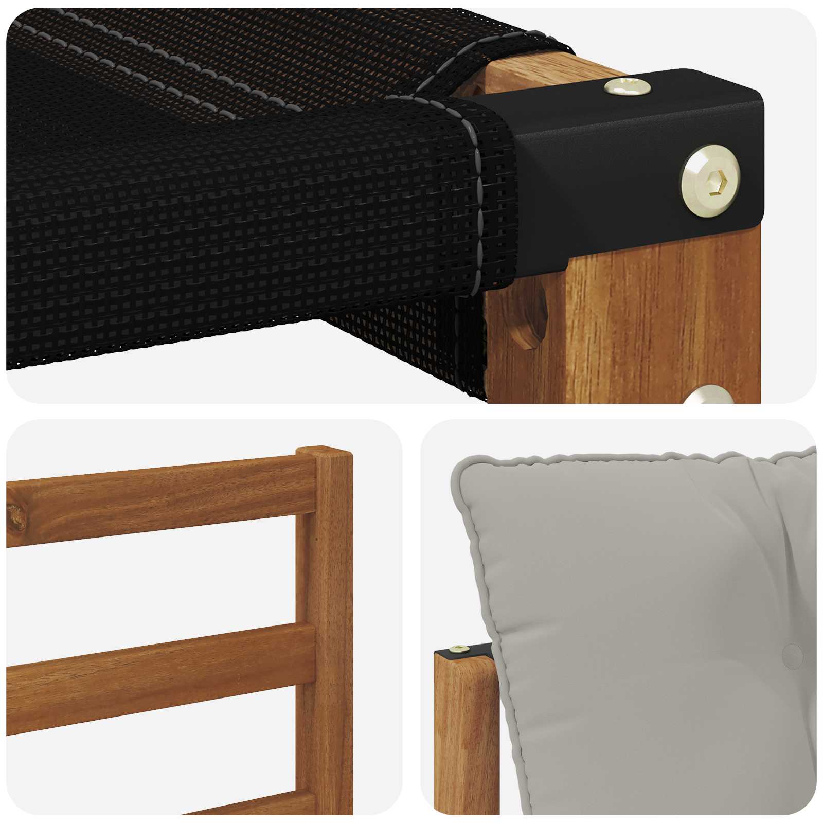 Outdoor-Sofagarnitur Massives Akazienholz und Textilene Natur