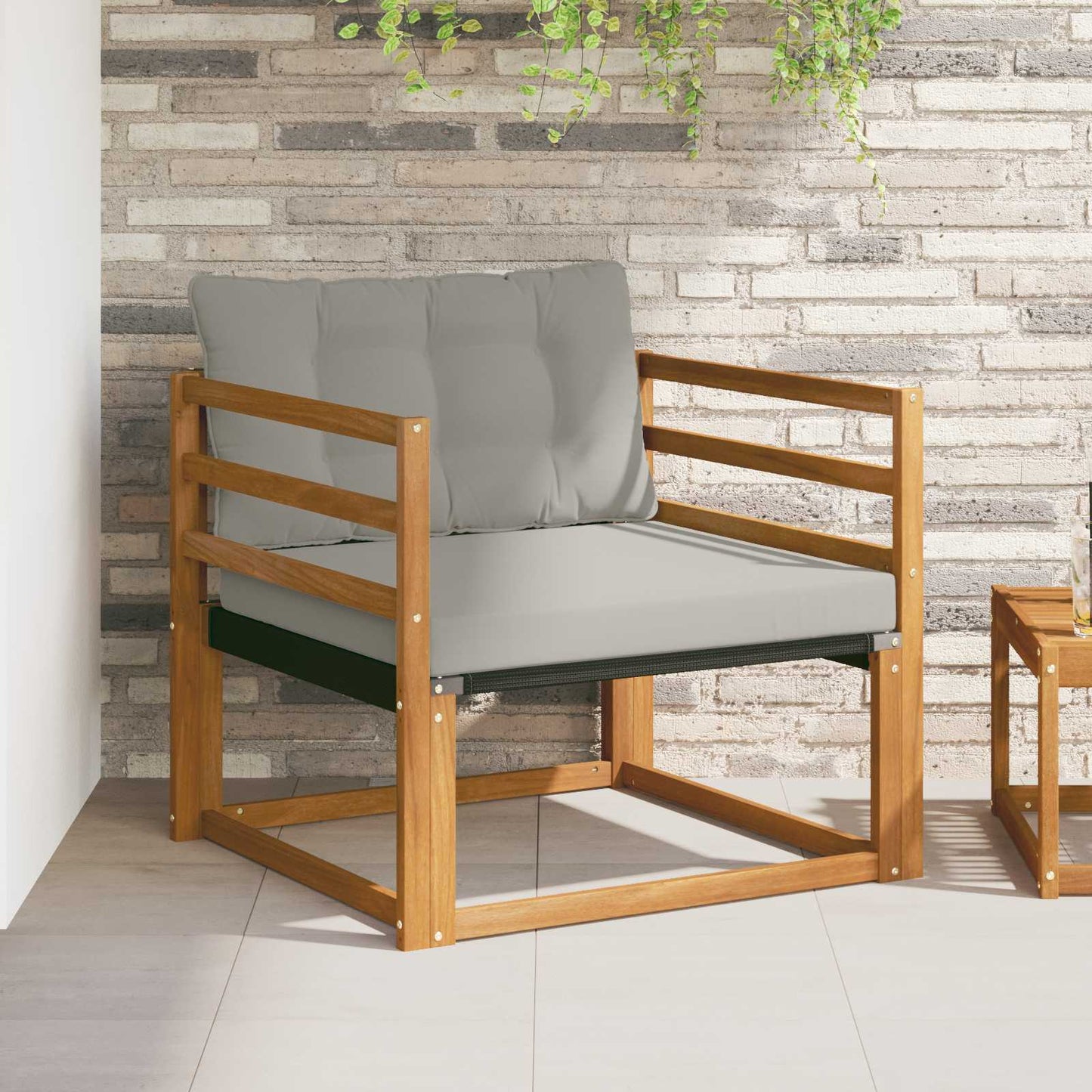 Outdoor-Sofagarnitur Massives Akazienholz und Textilene Natur