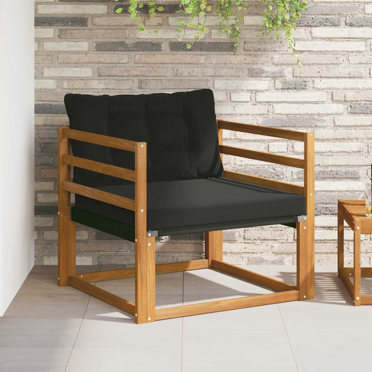 Outdoor-Sofagarnitur Massives Akazienholz und Textilene Natur