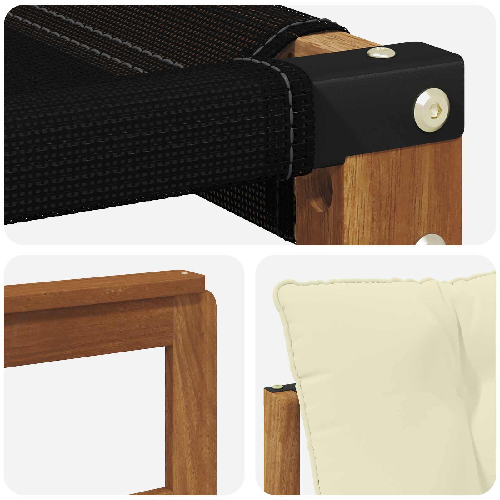 Outdoor-Sofagarnitur Massives Akazienholz und Textilene Natur