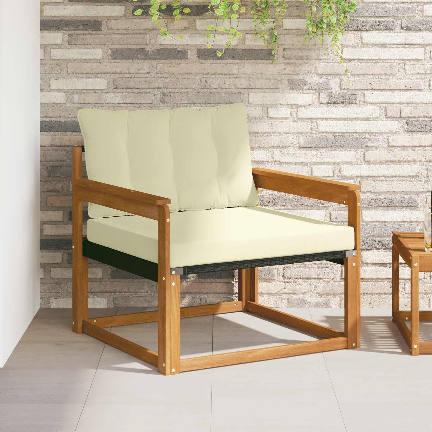 Outdoor-Sofagarnitur Massives Akazienholz und Textilene Natur