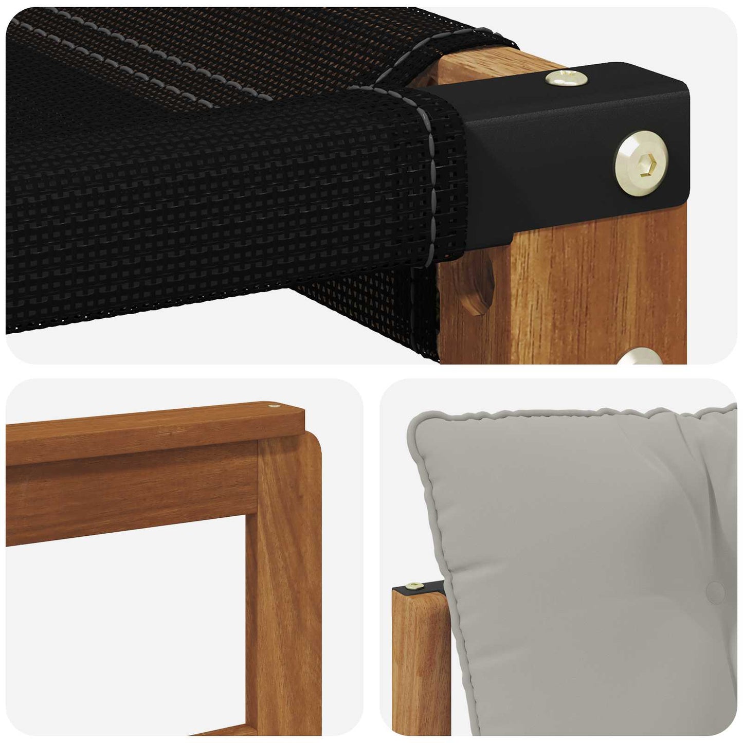 Outdoor-Sofagarnitur Massives Akazienholz und Textilene Natur