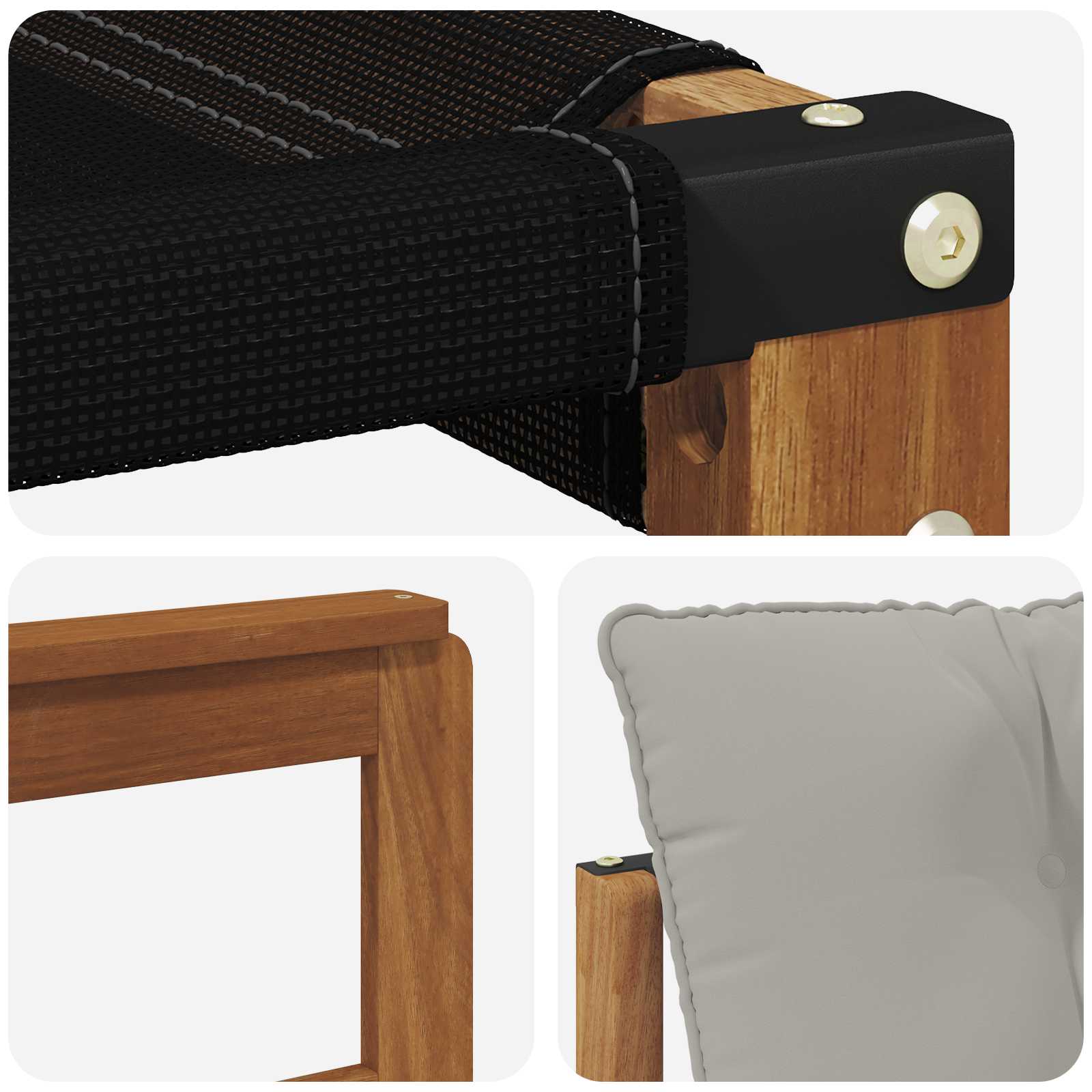 Outdoor-Sofagarnitur Massives Akazienholz und Textilene Natur