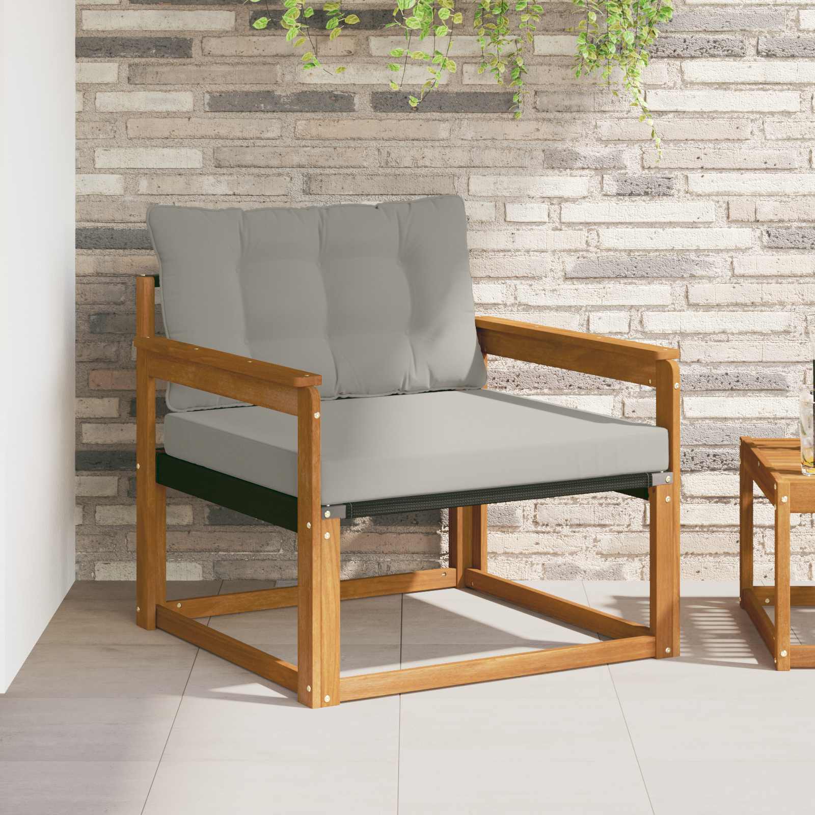 Outdoor-Sofagarnitur Massives Akazienholz und Textilene Natur