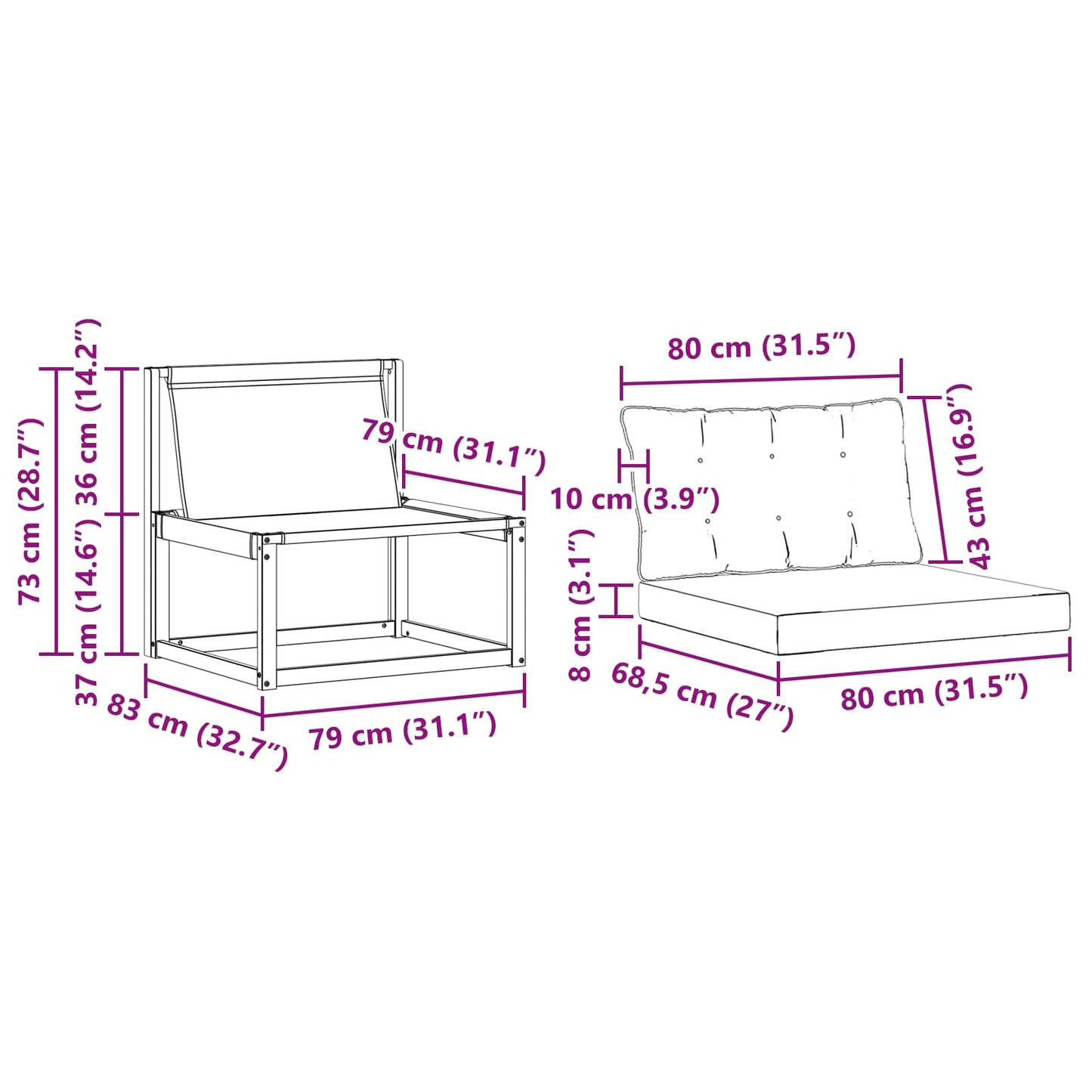 Outdoor-Sofagarnitur Massives Akazienholz und Textilene Natur