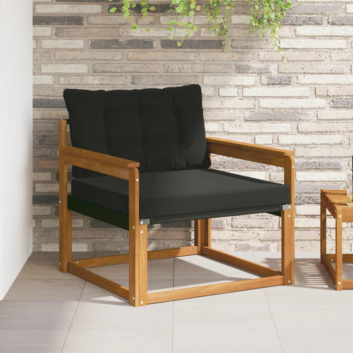 Outdoor-Sofagarnitur Massives Akazienholz und Textilene Natur