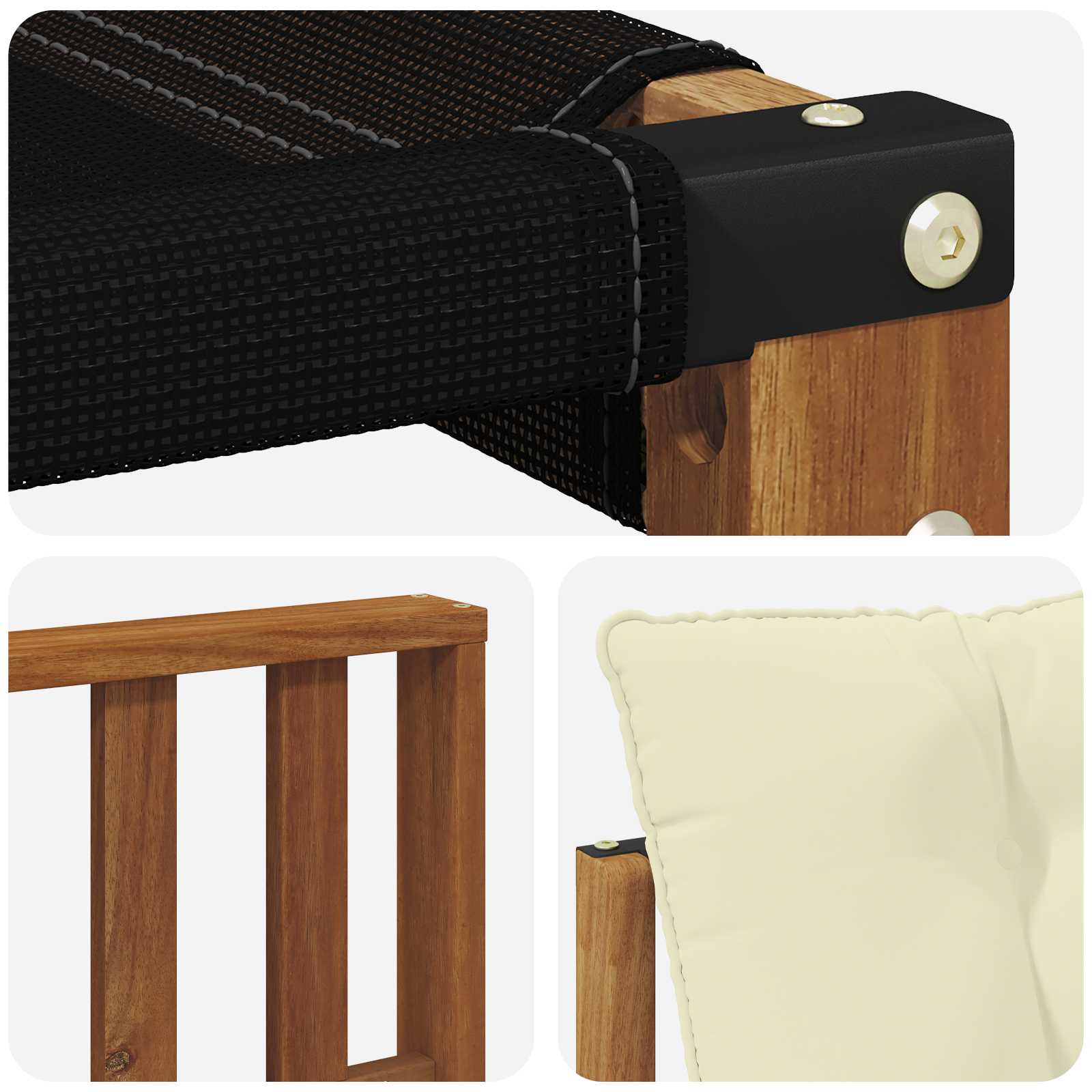 Outdoor-Sofagarnitur Massives Akazienholz und Textilene Natur