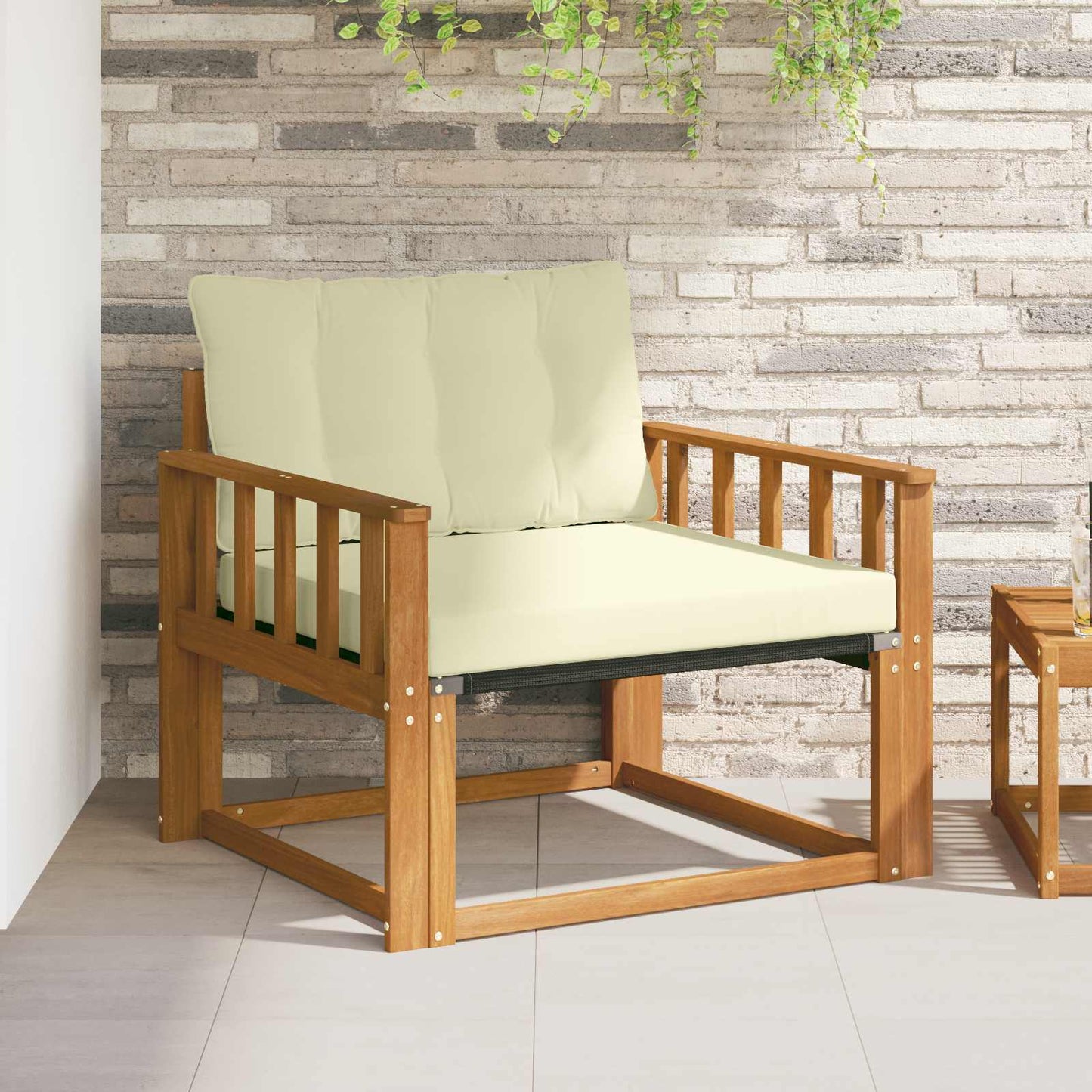 Outdoor-Sofagarnitur Massives Akazienholz und Textilene Natur