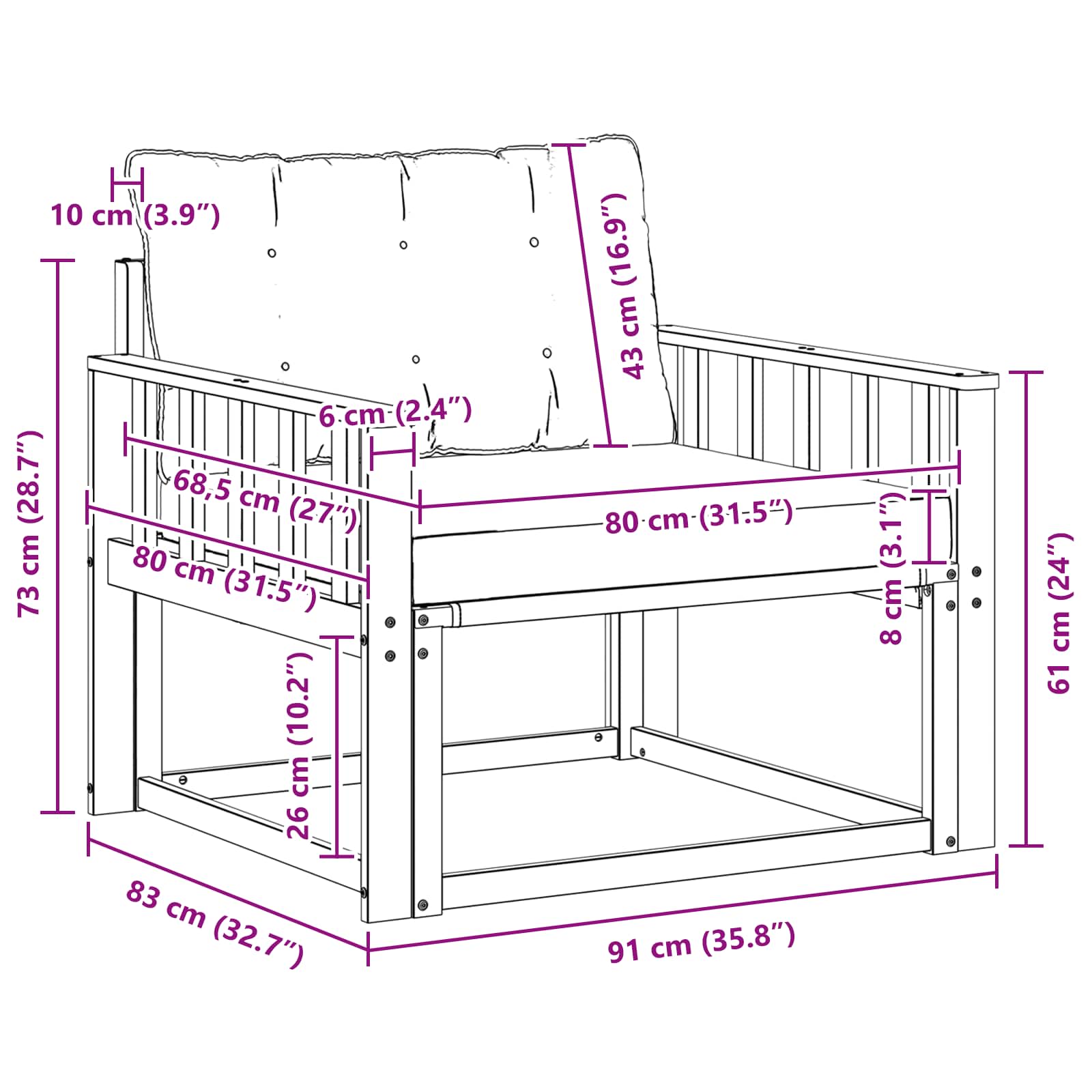 Outdoor-Sofagarnitur Massives Akazienholz und Textilene Natur