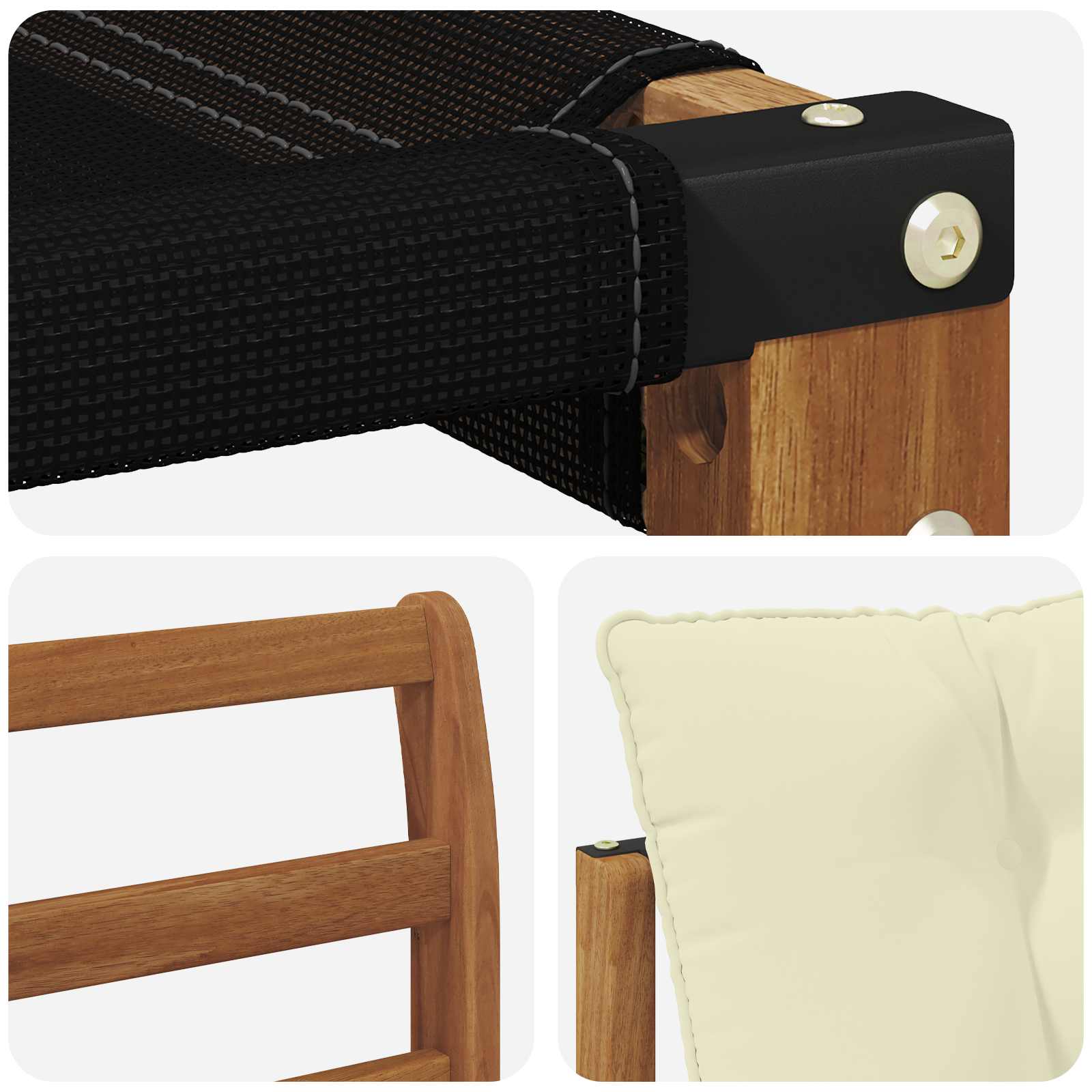 Outdoor-Sofagarnitur Massives Akazienholz und Textilene Natur