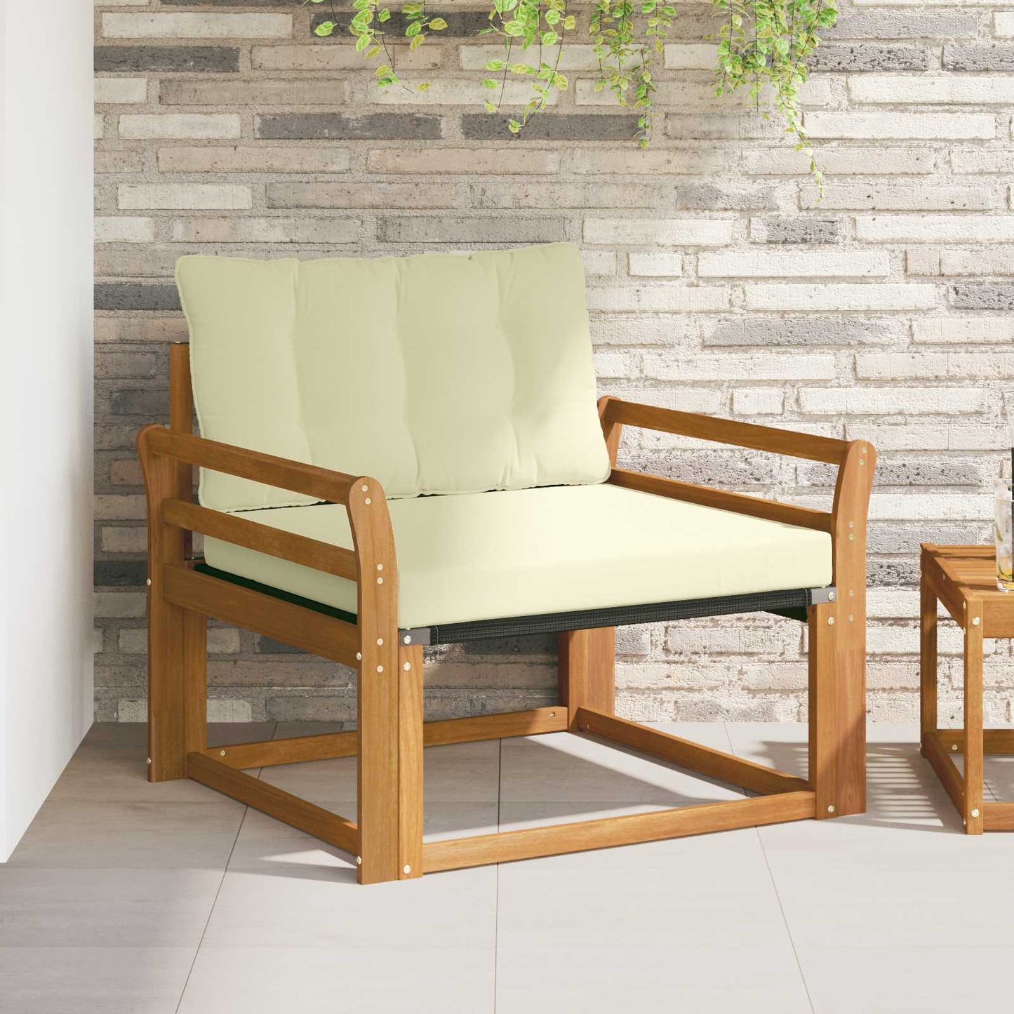 Outdoor-Sofagarnitur Massives Akazienholz und Textilene Natur
