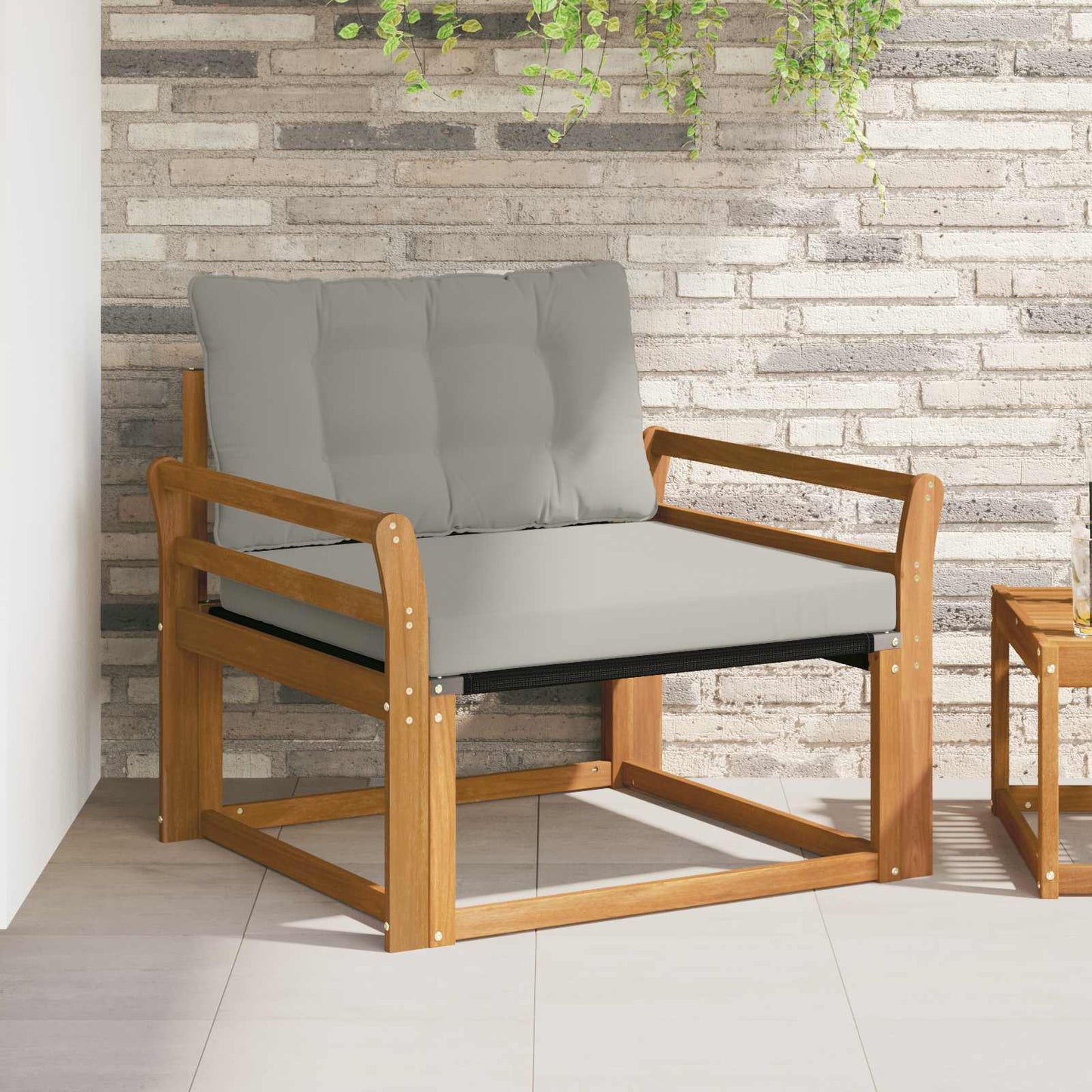 Outdoor-Sofagarnitur Massives Akazienholz und Textilene Natur