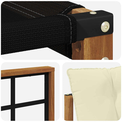 Outdoor-Sofagarnitur Massives Akazienholz und Textilene Natur