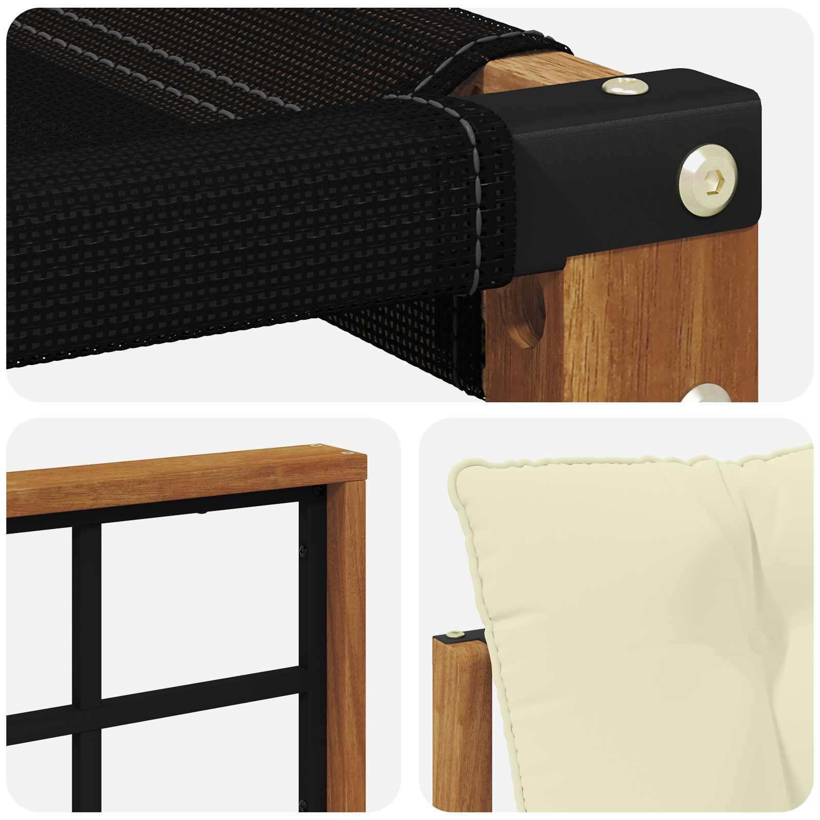 Outdoor-Sofagarnitur Massives Akazienholz und Textilene Natur