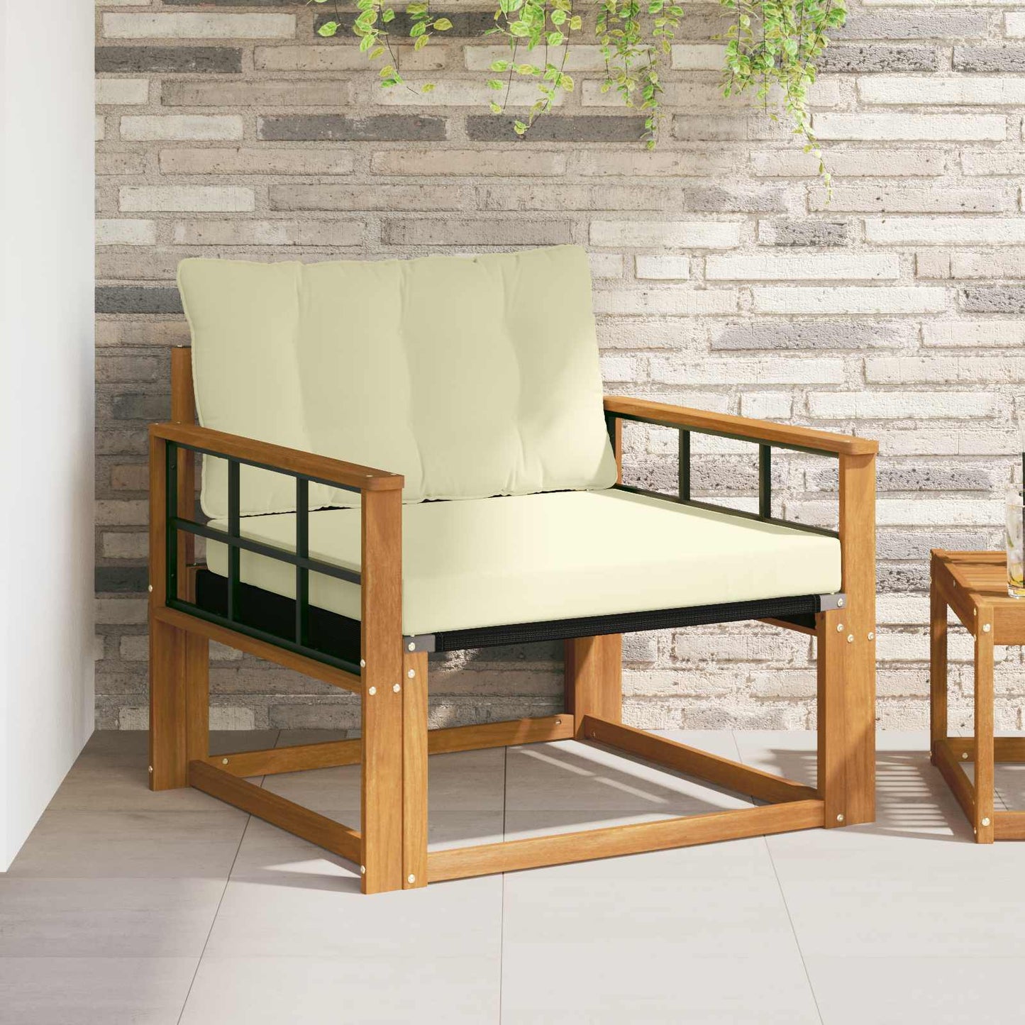 Outdoor-Sofagarnitur Massives Akazienholz und Textilene Natur