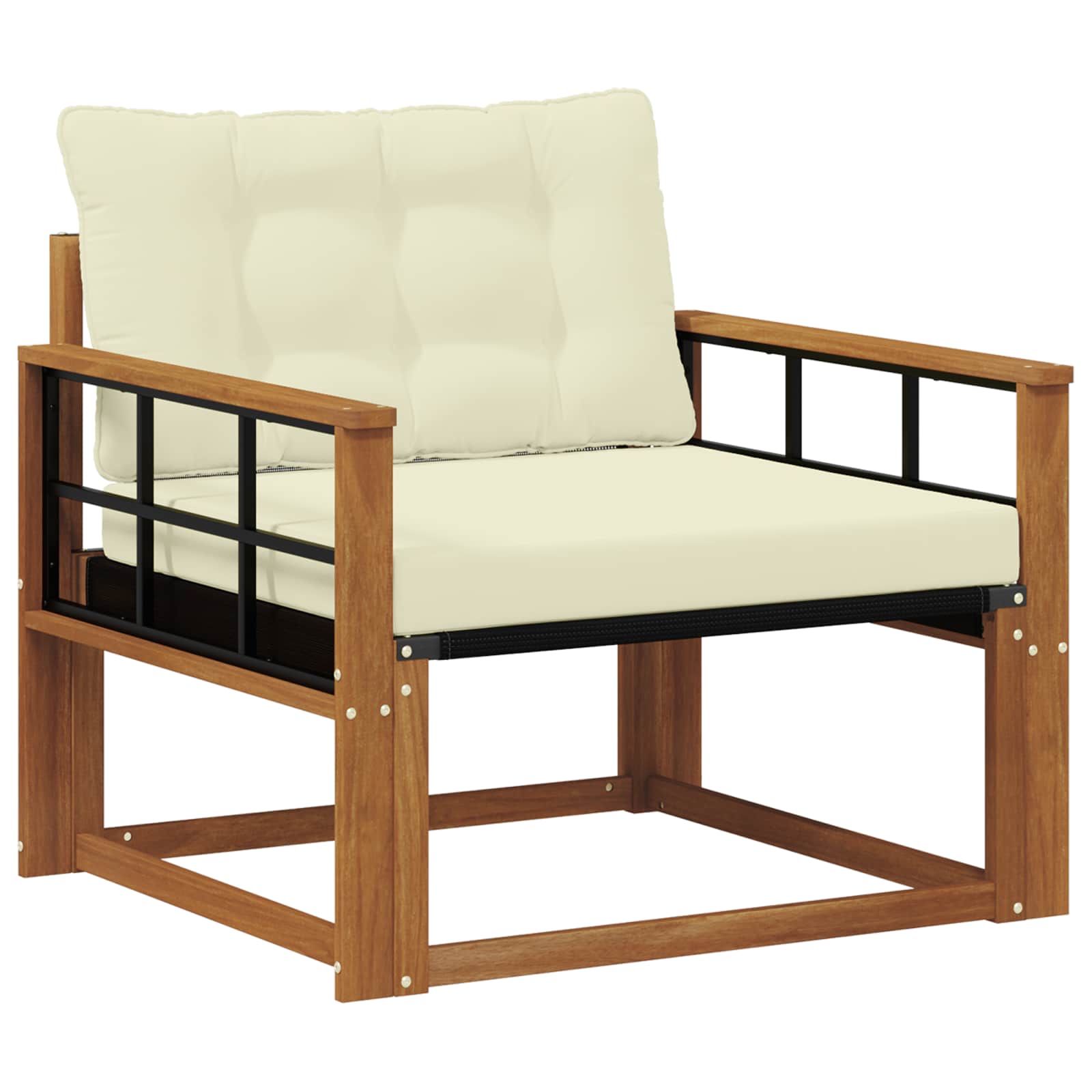 Outdoor-Sofagarnitur Massives Akazienholz und Textilene Natur