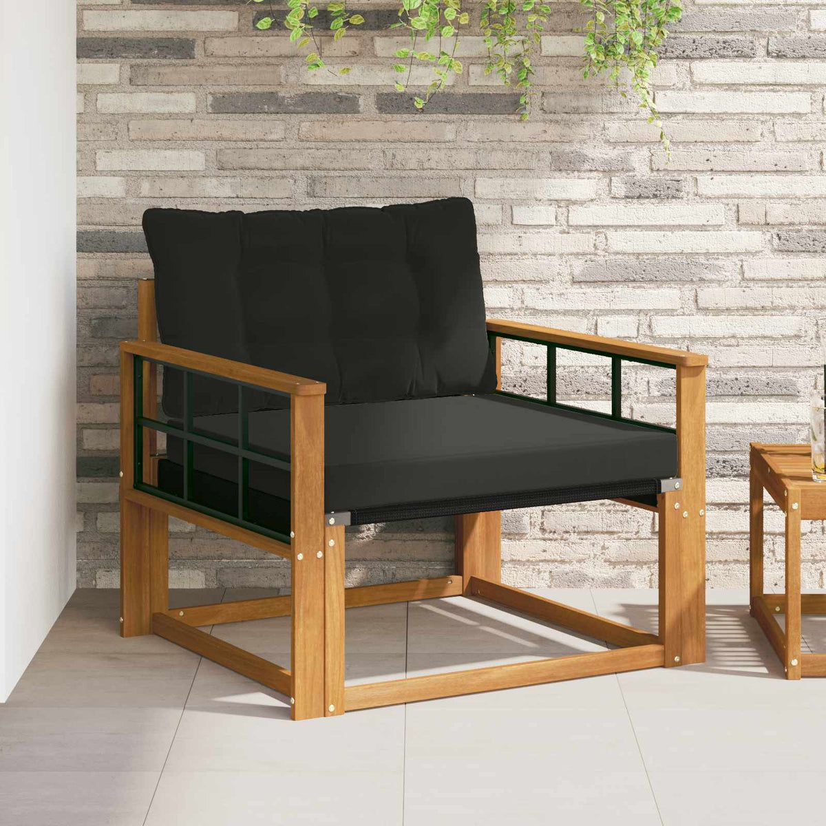 Outdoor-Sofagarnitur Massives Akazienholz und Textilene Natur