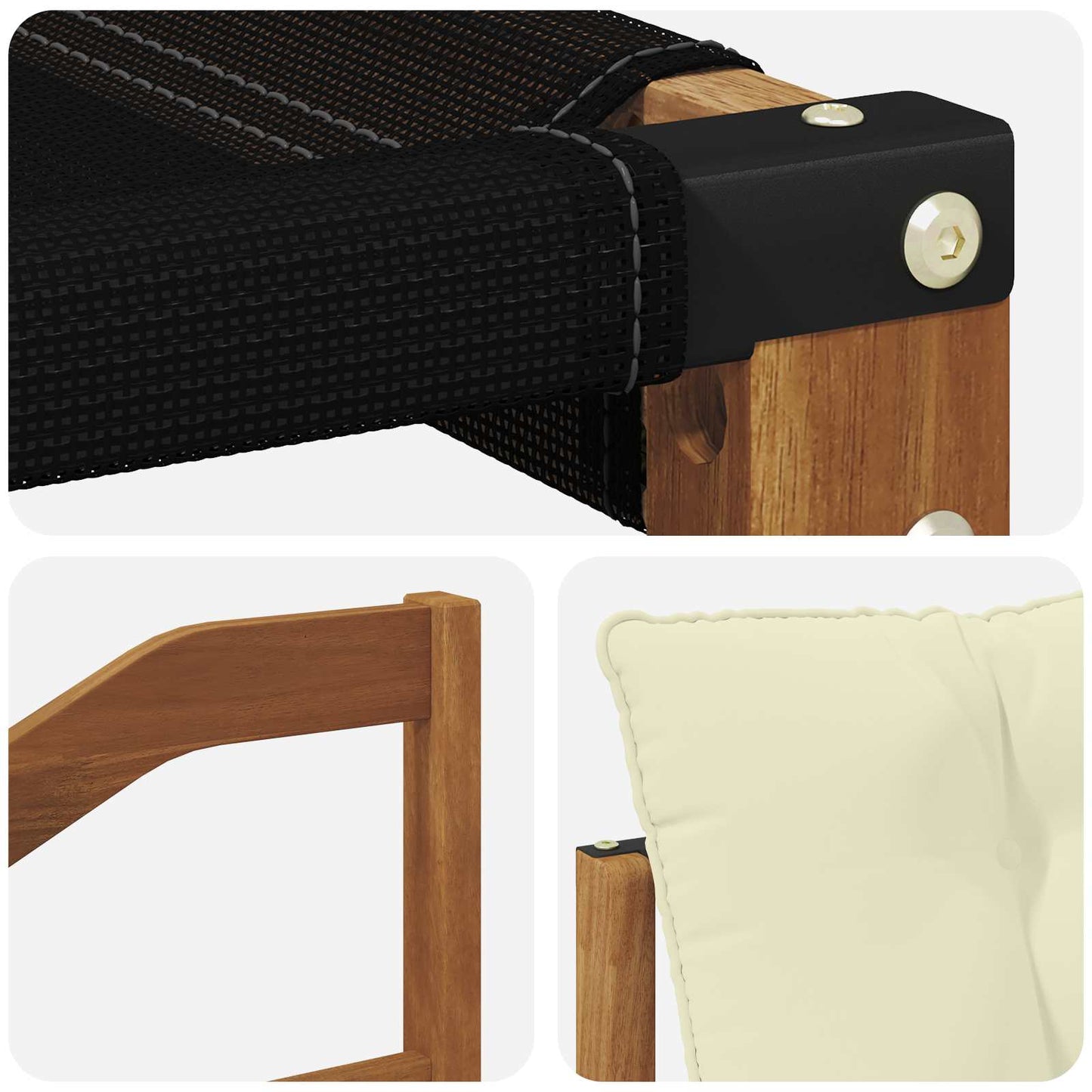 Outdoor-Sofagarnitur Massives Akazienholz und Textilene Natur