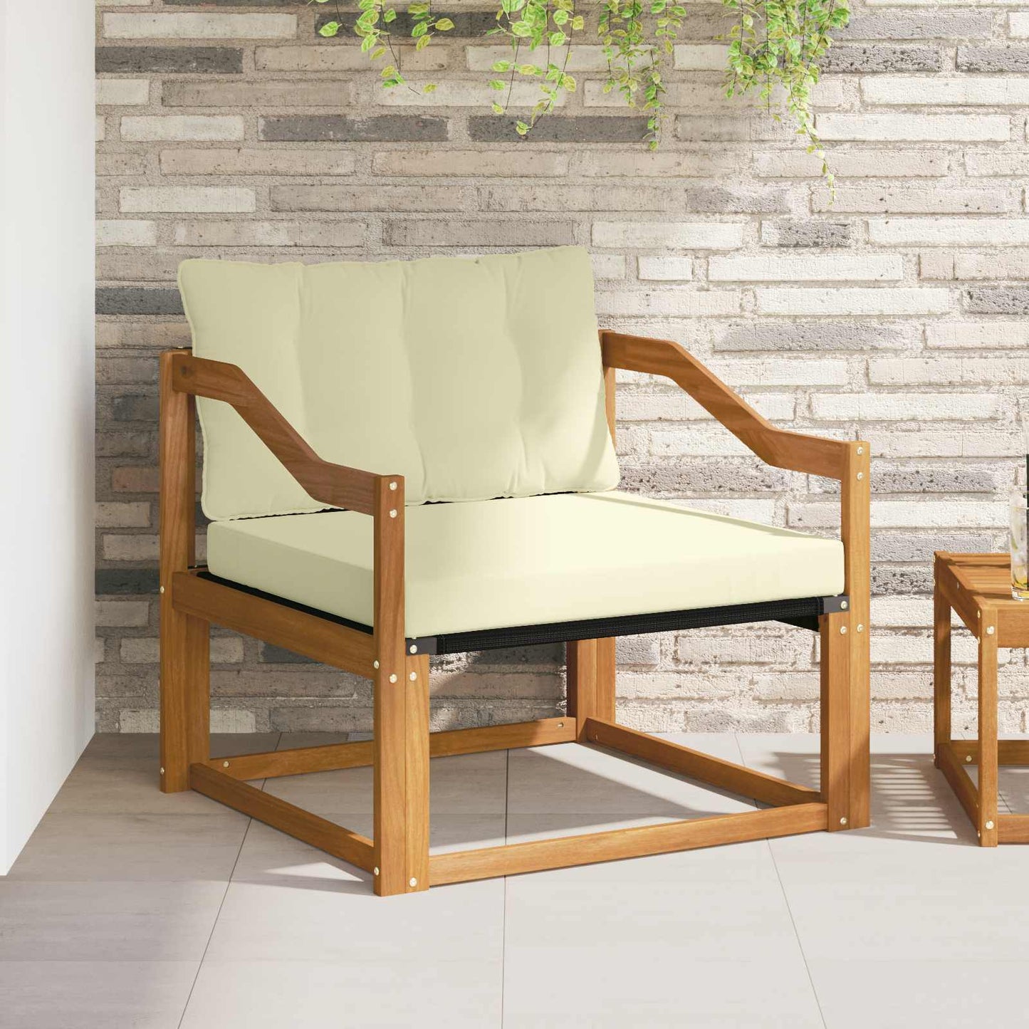 Outdoor-Sofagarnitur Massives Akazienholz und Textilene Natur