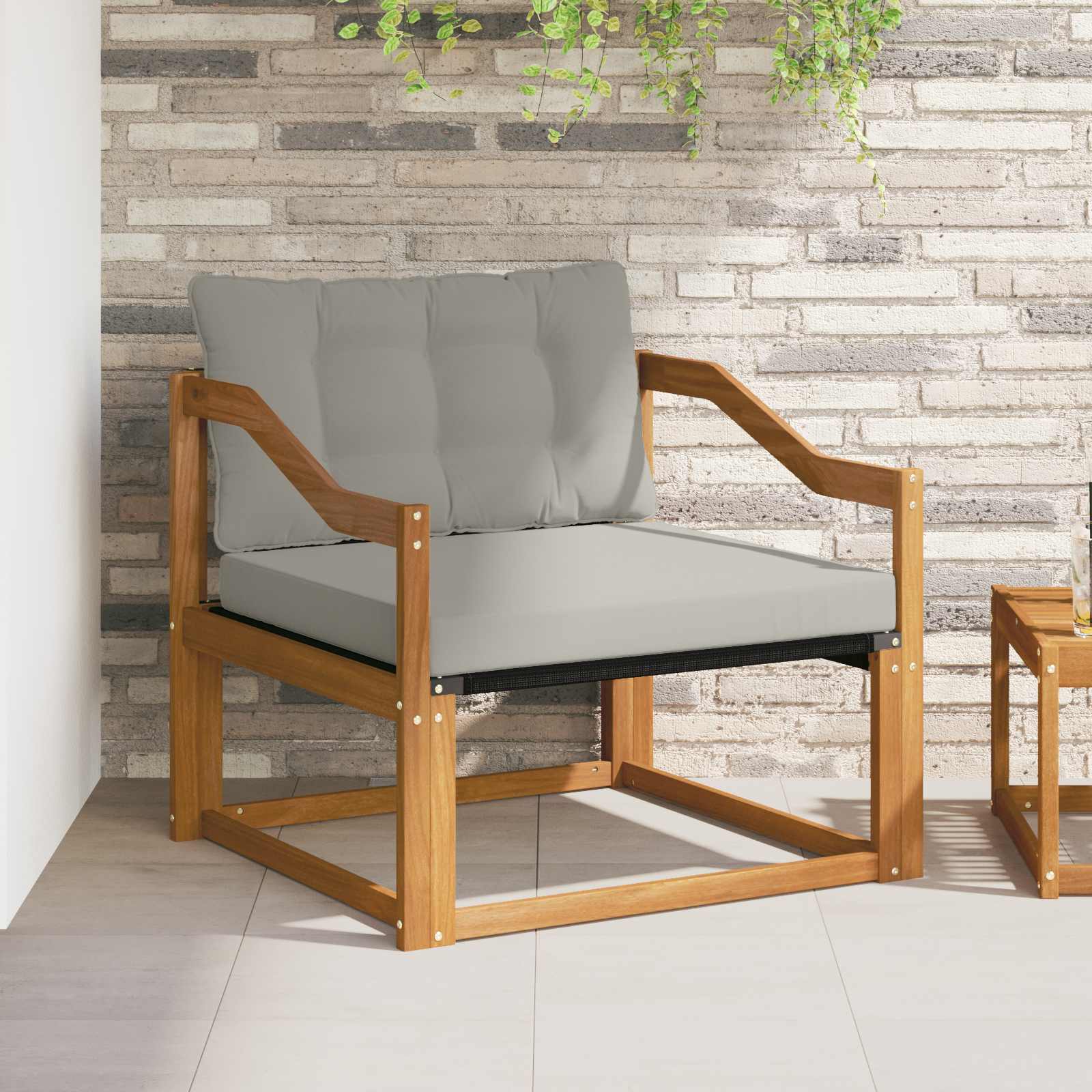 Outdoor-Sofagarnitur Massives Akazienholz und Textilene Natur