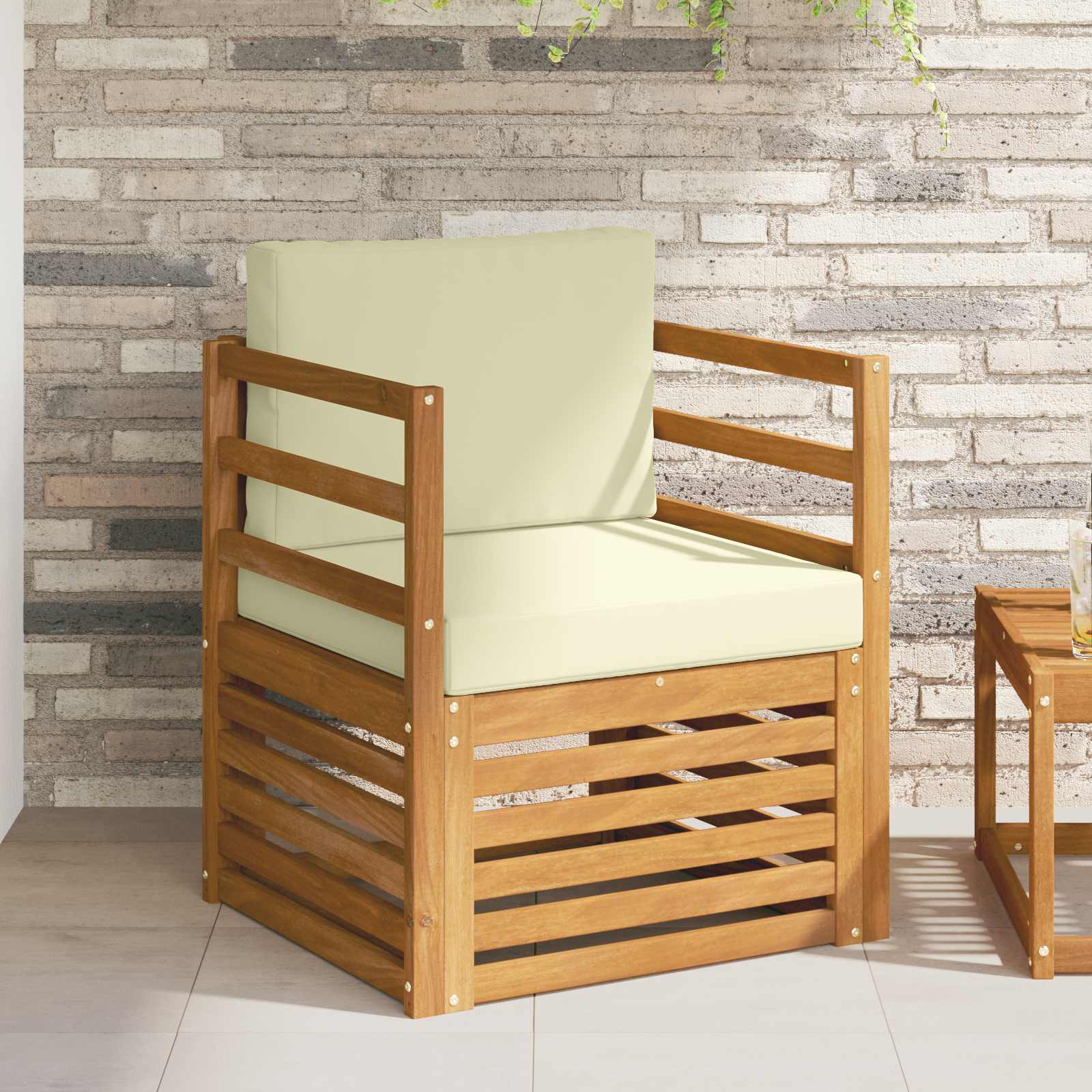 Outdoor-Sofagarnitur Massives Akazienholz und Polyester