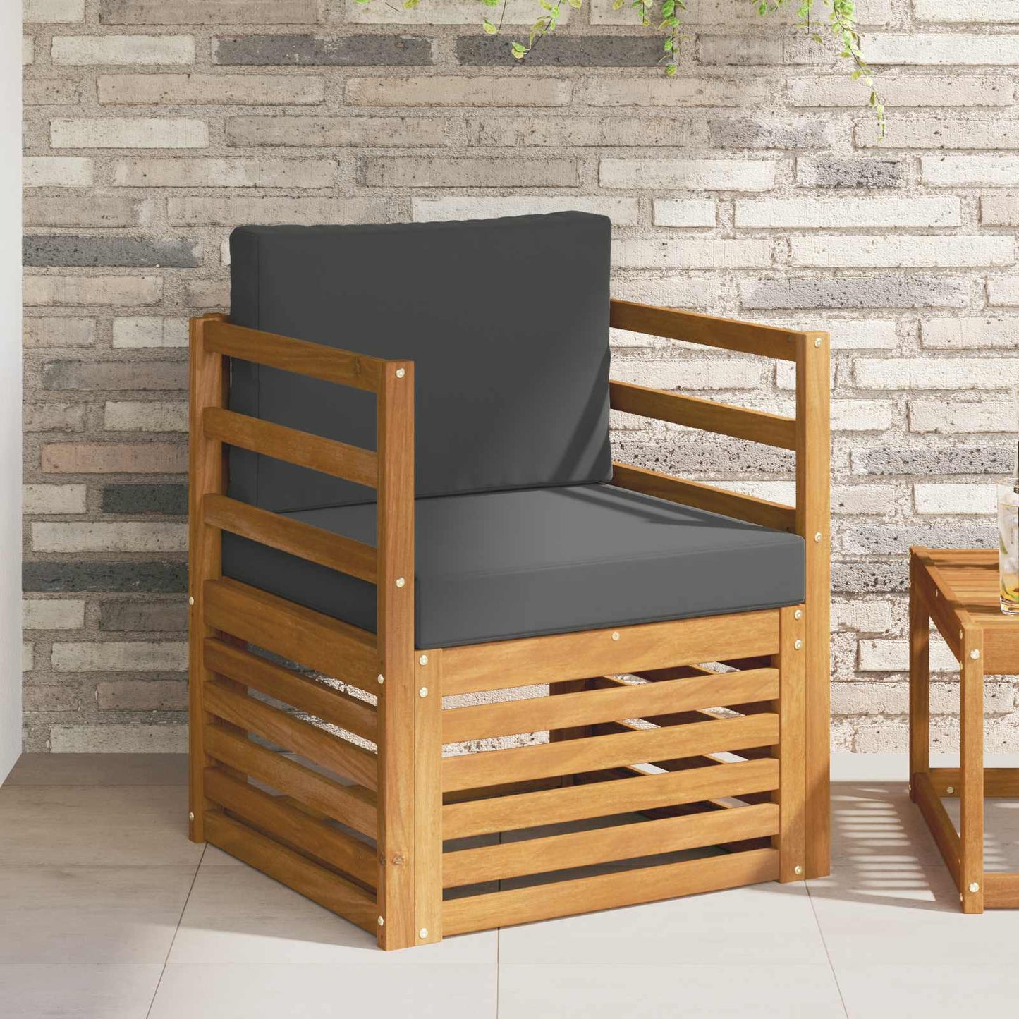 Outdoor-Sofagarnitur Massives Akazienholz und Polyester
