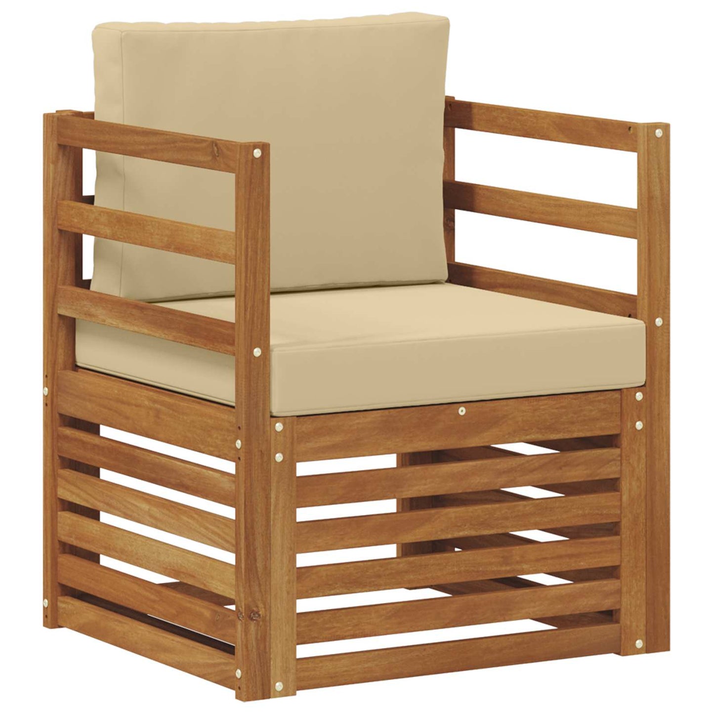 Outdoor-Sofa Massives Akazienholz und Polyester Natur